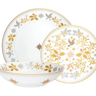 White Christmas Coupe Dinner Set 12pc Gift Boxed