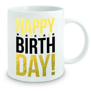 Gold Foil Happy Birthday Mug