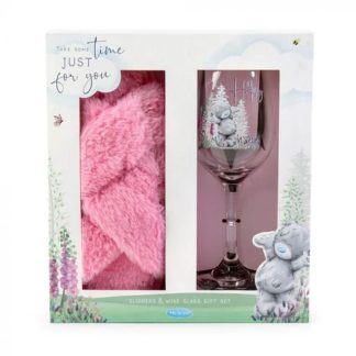 Summer Meadows: Slippers and Wine Glass Gift Set