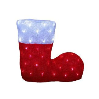 Red Acrylic Light Up Santa Boot - 40cm