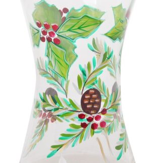 Hand Painted Xmas Vase Xmas Holly