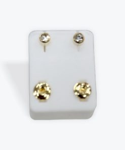 3mm Crystal April Gold Plated Earing