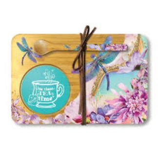 Bamboo Tea time Tray with Spoon Delightful Dragonflies