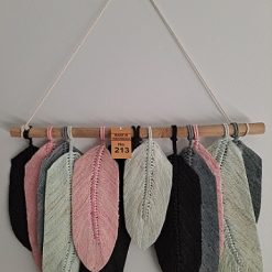 12 Macrame Feathers - Black, Pink, Blue, Green