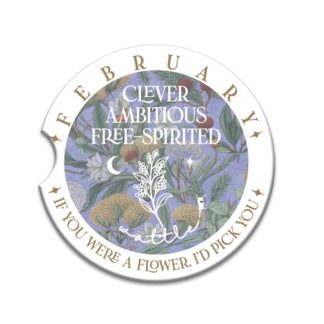 Ceramic Car Coaster February Wattle