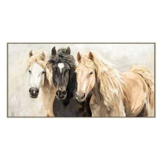 Hand Painted Horse's Canvas Print in Frame