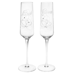 Bride & Groom Champ Flutes S/2