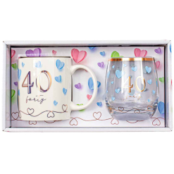 40th Birthday Mug & Stemless Set