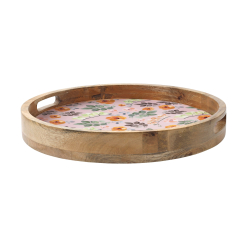 Arcadia Round Serving Tray Wood Enamel Finish 40cm