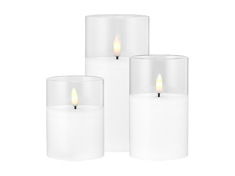 Let's Get Lit LED Flameless Candle Glass Hurricane Clear Set of 3