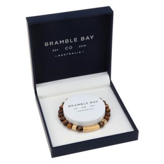 Mens Bracelet-Vogue-Tigers Eye-Gold Matte 180x8
