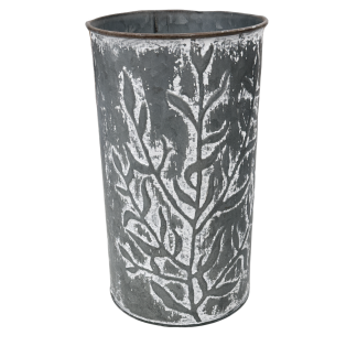 Tin Vase white Wash 19cm