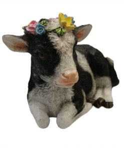 Resin Floral Cow 18.5x11x12cm