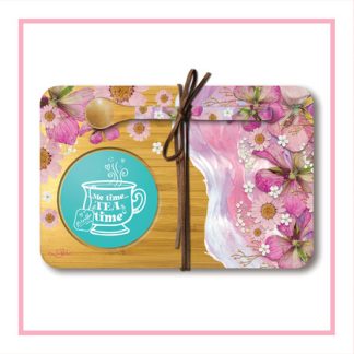 Bamboo Tea time Tray with Spoon Pressed Petals