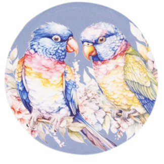 Native Blooms Lorikeets Ceramic Coaster