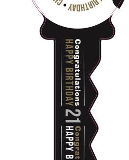 Small 21 Birthday Key Black and Gold