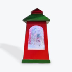 Red Santa snowing lanterns
