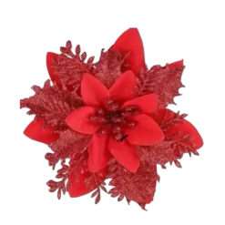 Poinsetta Double Layer on Clip - 15cm