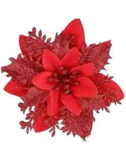 15cm Poinsetta Double Layer on Clip