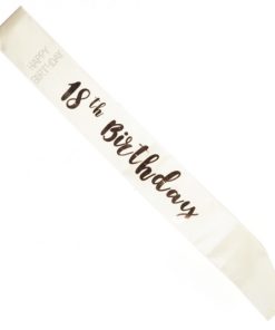 18th Birthday Rose Gold on White Sash