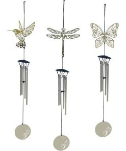 Silver Hummingbird/Butterfly/Dragonfly Wind Chime 3 Asstd