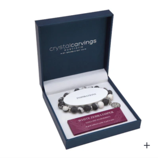 White Zebra Jasper Matte Tree Of Life Inspiration Boxed Charm Bracelet