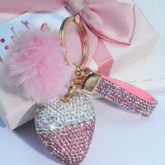 Keyring Pink and Clear Heart