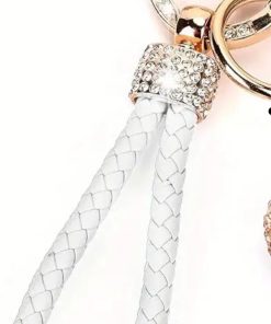 Car Wrist Keychain Rhinestone White