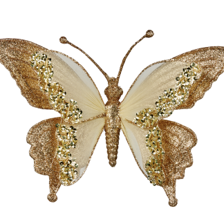 Christmas Tree Decoration-Gold Clip on Butterfly 24cm
