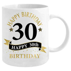30th Birthday White & Gold Mug
