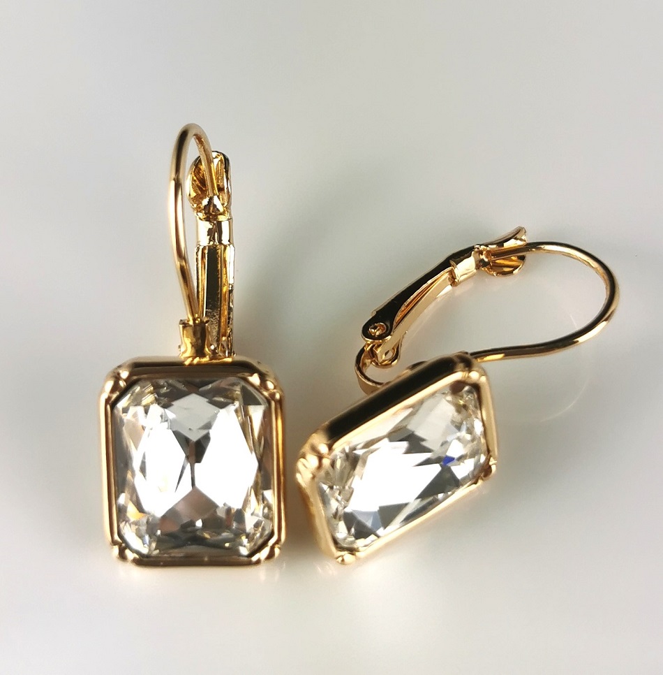 Hanging Earings Gold With Diamante