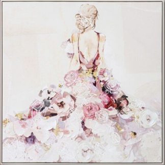 Hand Painted Canvas Print with Frame- Lady in Floral Ball Gown
