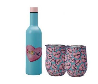 Kasey Rainbow Double Wall Insulated Wine Set 3pc Be Kind Gift Boxed