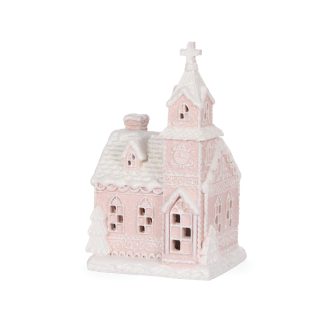 LED Pink Gingerbread Church