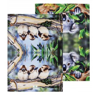 Kitchen Tea Towel Koala Joey Kookaburra Bird