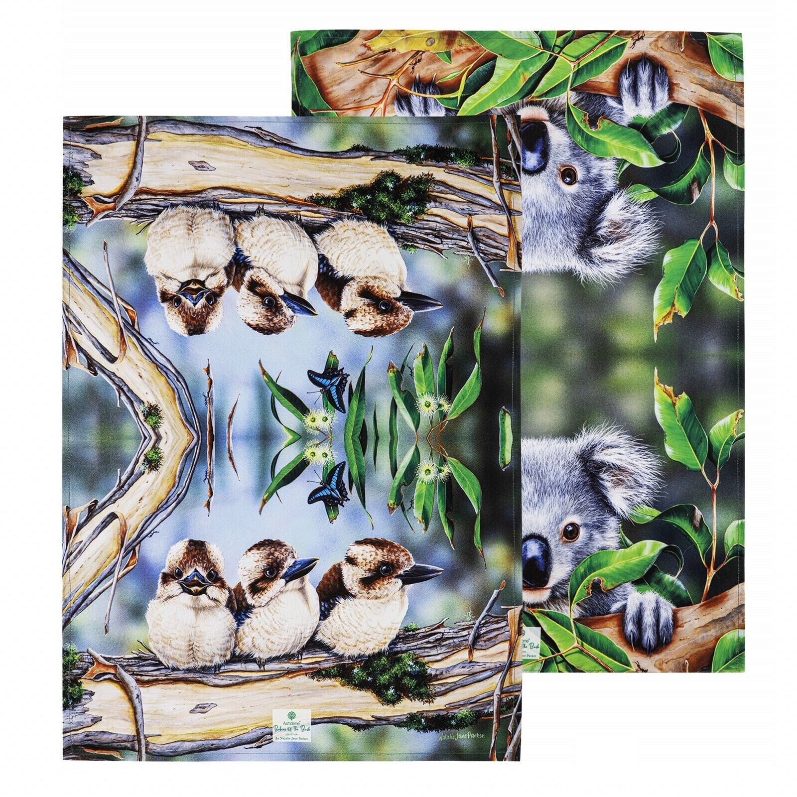Kitchen Tea Towel Koala Joey Kookaburra Bird