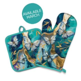 Oven Mitt/Pot Holder Set Tranquil Butterflies