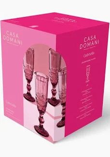 Gabriella Champagne Flute 4pc Pink Gift Boxed