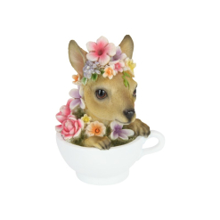 Cute Baby Kangaroo in Teacup with Floral Design 16cm