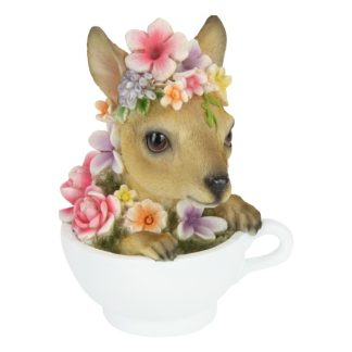 16cm Cute Baby Kangaroo in Teacup with Floral Design