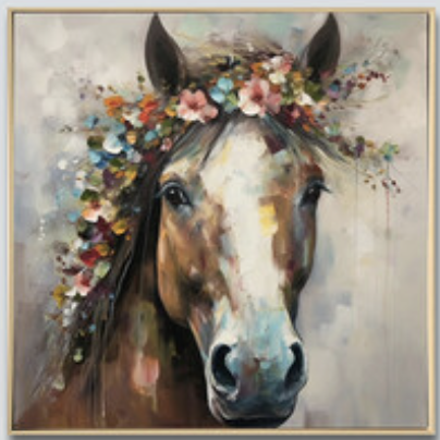 Floral Horse - Brushed Canvas