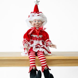 Xmas Candy Stripe Girl Elf Red and White 65cm