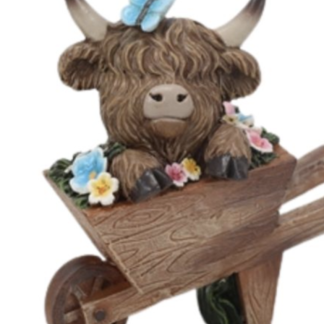 Resin Highland Cow w/Wheelbarrow B