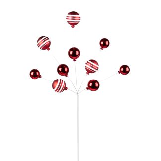 Christmas Tree Decoration- Bauble Pick- Red & White