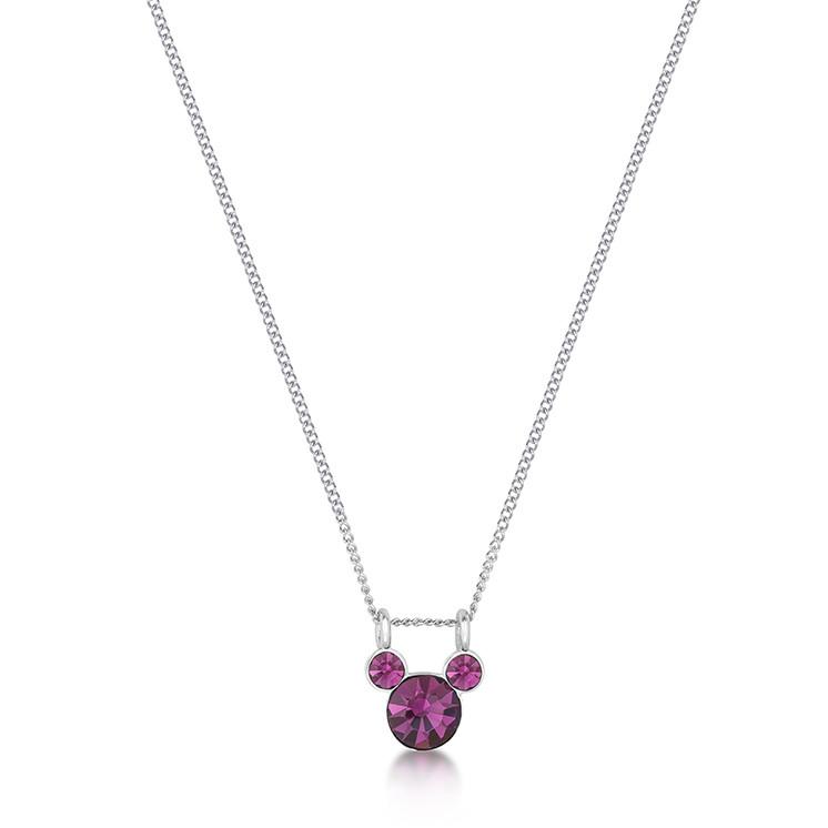 ECC Mickey February Birthstone Necklace