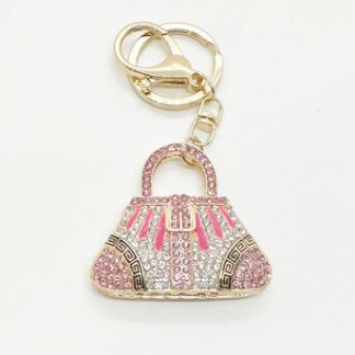 Pink Handbag Diamante Key Ring