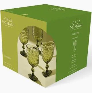 Caterina Wine Glass 4pc Green Gift Boxed