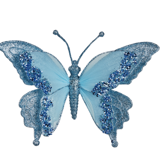 Christmas Tree Decoration- Blue Clip on Butterfly 24cm