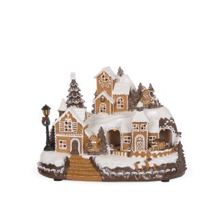 Piped LED Musical Gingerbread Chalet