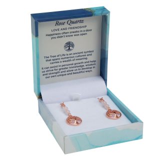 Duo Earrings - Rose Quartz Rose Gold
